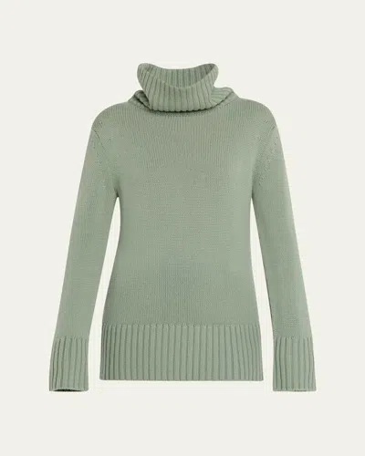 Michael Kors Oversized Turtleneck Cashmere Sweater In Green
