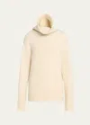 Michael Kors Oversized Turtleneck Cashmere Sweater In Ivory