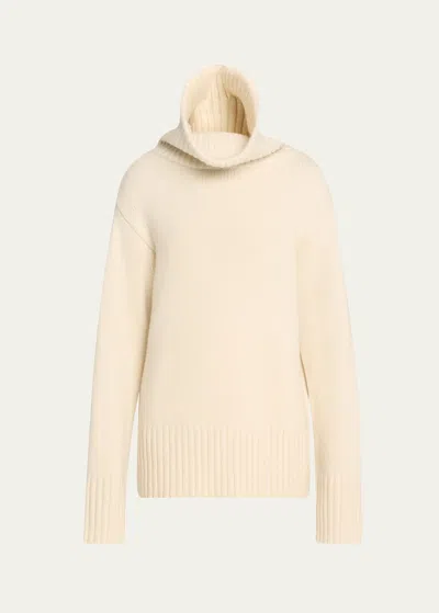 Michael Kors Oversized Turtleneck Cashmere Sweater In Ivory