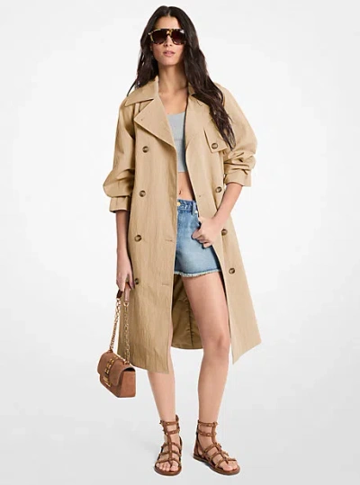 Michael Kors Oversized Washed Cotton And Nylon Trench Coat In Brown