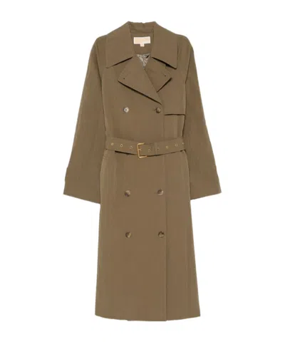 Michael Kors Oversized Washed Cotton And Nylon Trench Coat In Green