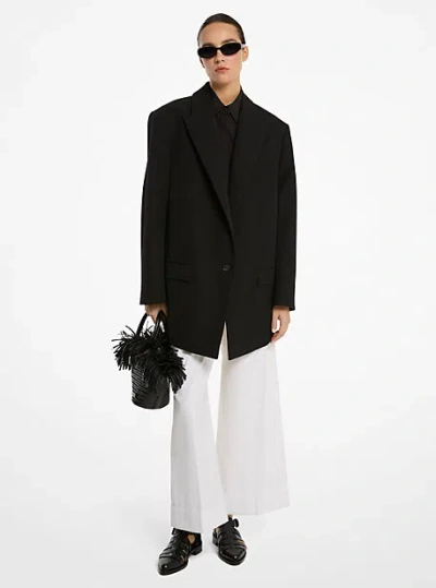 Michael Kors Oversized Wool And Cotton Gabardine Blazer In Black