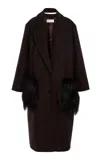 Michael Kors Oversized Wool Melton Coat In Brown