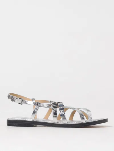 Michael Kors Darrington Leather Sandals In Silver