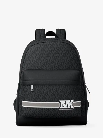 Michael Kors Pacey Embellished Striped Signature Logo Backpack In Black