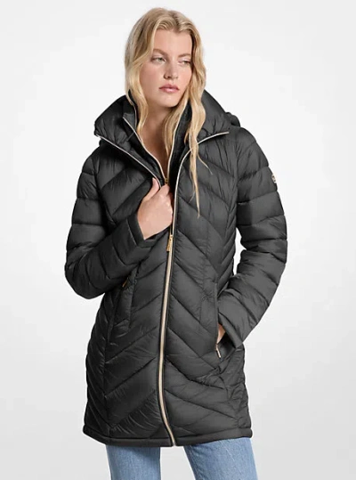 Michael Kors Packable Quilted Nylon Puffer Coat In Black