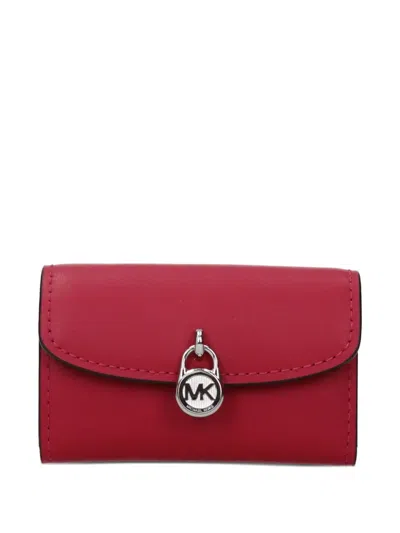 Michael Kors Padlock Leather Wallet In Red