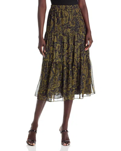 Michael Kors Paisley Midi Skirt In Green