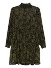 Michael Kors Paisley Pattern Long-sleeved Dress With Ruffle Accents In Multi
