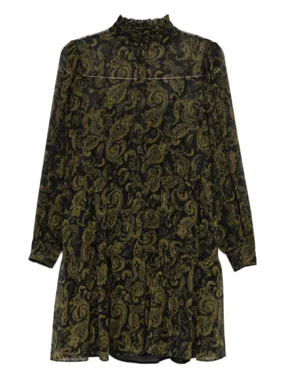 MICHAEL KORS PAISLEY PATTERN LONG-SLEEVED DRESS WITH RUFFLE ACCENTS