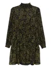 Michael Kors Paisley Pattern Long-sleeved Dress With Ruffle Accents In Multi