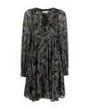 Michael Kors Short Dress With Keyhole Neckline And Paisley Pattern In Black