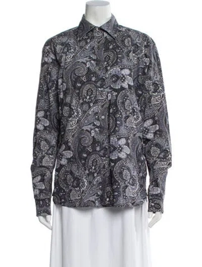 Pre-owned Michael Kors Paisley Print Long Sleeve Top In Multi