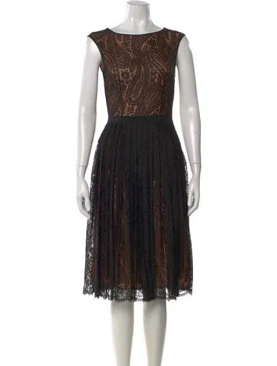 Pre-owned Michael Kors Paisley Print Midi Length Dress In Black