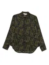 Michael Kors Dark Green Paisley Print Long-sleeved Shirt In Black