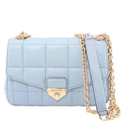 Pre-owned Michael Kors Pale Blue Soho Small Quilted Leather Shoulder Bag 30h0g1sl1t-487