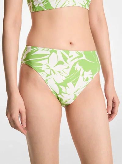 Michael Kors Palm Print Bikini Bottom In Green