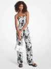 MICHAEL KORS PALM PRINT SATIN TIE-BACK JUMPSUIT