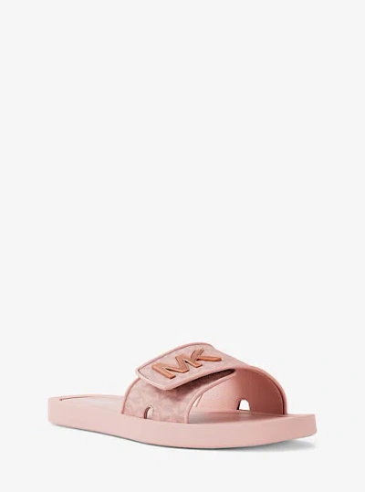 Michael Kors Palmer Signature Logo Slide Sandal In Pink