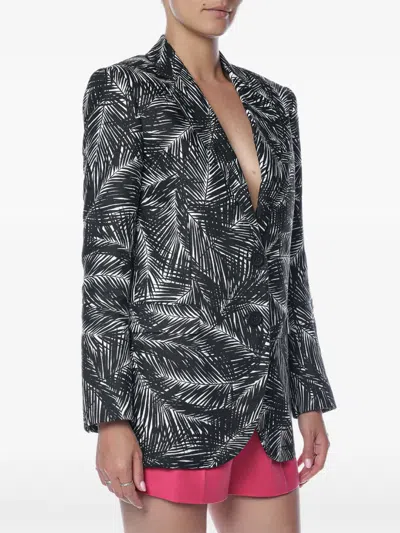 Michael Kors Palm-print Blazer In Black