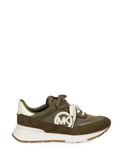 Michael Kors Panelled Logo-patch Sneakers In Green