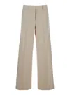 Michael Kors Beige Pants With Wide Leg And Belt Loops In Linen And Cotton Blend Woman In Beige