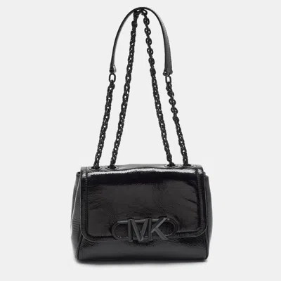 Pre-owned Michael Kors Parker Chain Medium Black Patent Leather Shoulder Bag