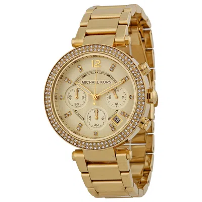 Michael Kors Parker Chronograph Champagne Dial Ladies Watch Mk5354 In Gold