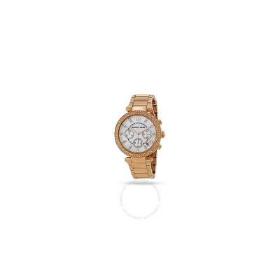 Michael Kors Parker Chronograph Rose Gold-tone Ladies Watch Mk5491 In Gold / Rose / White