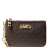 Michael Kors Parker Logo-print Zip Card Case In Brown