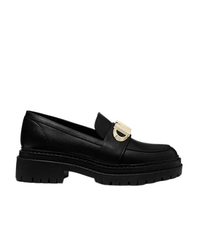 Michael Kors Parker Lug Logo-plaque Loafers In Black
