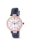 Michael Kors Parker Multifunction Navy Leather Ladies Watch In Gold