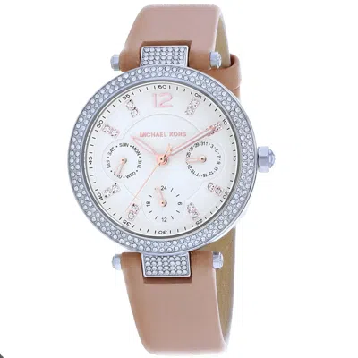 Michael Kors Parker Multifunction Truffle Leather Ladies Watch In Nude