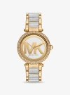 Michael Kors Parker Pavé Gold-tone Acetate Watch In White
