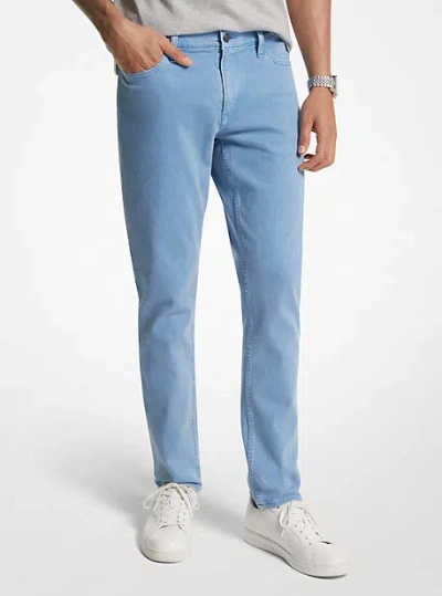 Michael Kors Parker Slim-fit Pigment Dyed Stretch Cotton Pants In Blue