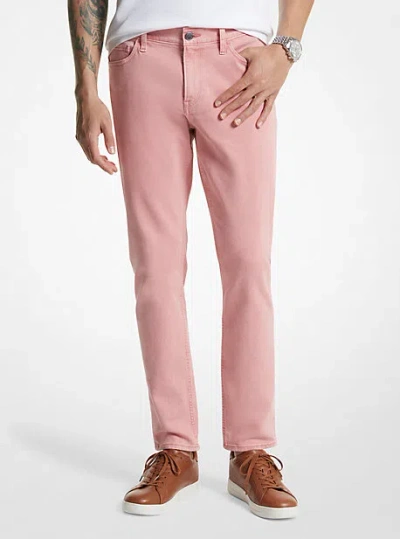Michael Kors Parker Slim-fit Pigment Dyed Stretch Cotton Pants In Pink