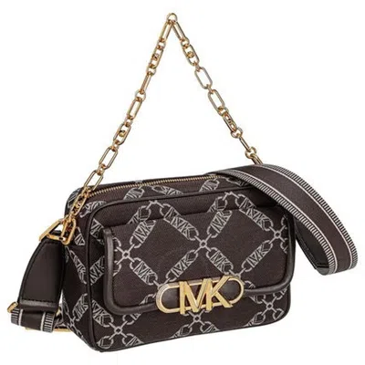 Michael Kors Parker Zipped Medium Empire Logo Crossbody Bag In Metallic
