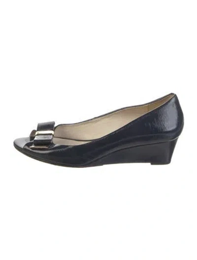 Pre-owned Michael Kors Patent Leather Bow Accents Slingback Sandals In Blue