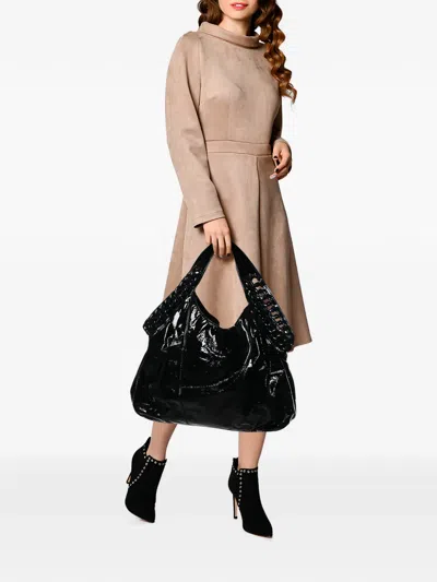 Pre-owned Michael Kors Patent Leather Chain Shoulder Bag In Black
