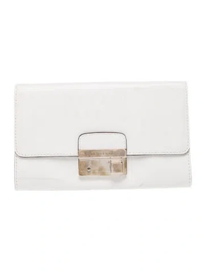 Pre-owned Michael Kors Patent Leather Clutch In White
