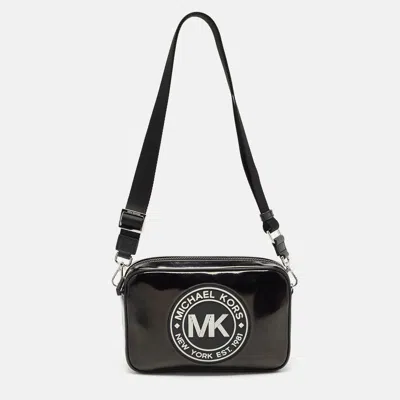 Michael Kors Patent Leather Fulton Crossbody Bag In Black