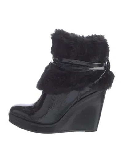 Pre-owned Michael Kors Patent Leather Lace-up Boots In Black