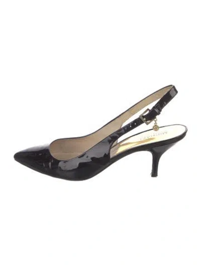 Pre-owned Michael Kors Patent Leather Slingback Pumps In Black