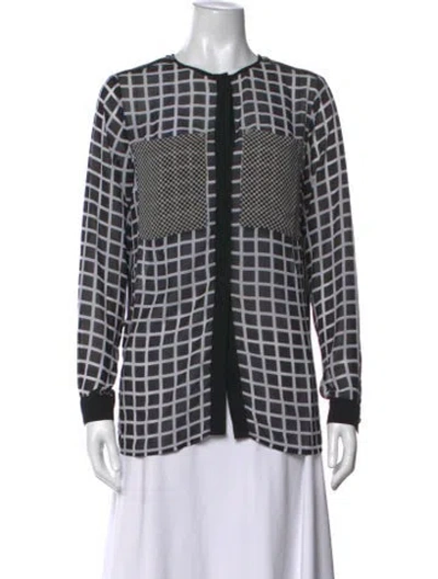 Pre-owned Michael Kors Patterned Crew Neck Blouse In Black/white