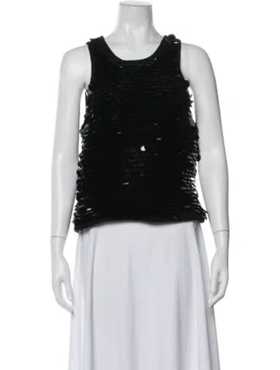 Pre-owned Michael Kors Patterned Crew Neck Top In Black
