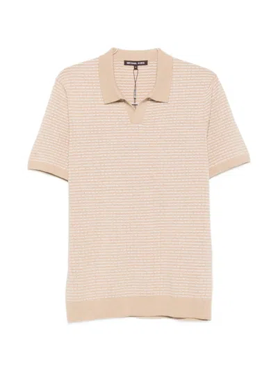 Michael Kors Waffle Knit Polo Shirt In Neutral