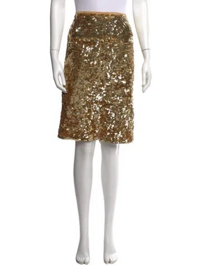 Pre-owned Michael Kors Patterned Midi Length Skirt In Gold
