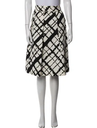 Pre-owned Michael Kors Patterned Midi Length Skirt In White