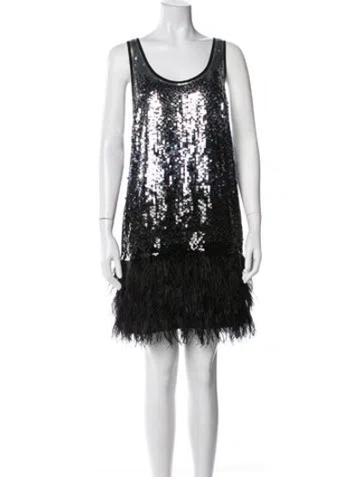Pre-owned Michael Kors Patterned Mini Dress In Black