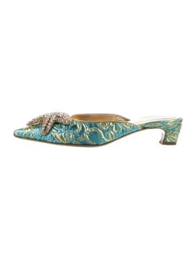 Pre-owned Michael Kors Patterned Mules In Blue